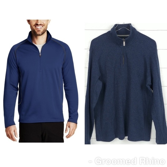 Eddie Bauer Navy Henley Thermal Sweater Size L - Picture 1 of 6